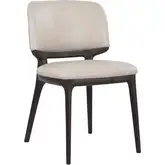 Kanto Dining Chair in Wheat Leather & Dark Wood (Set of 2) Finish